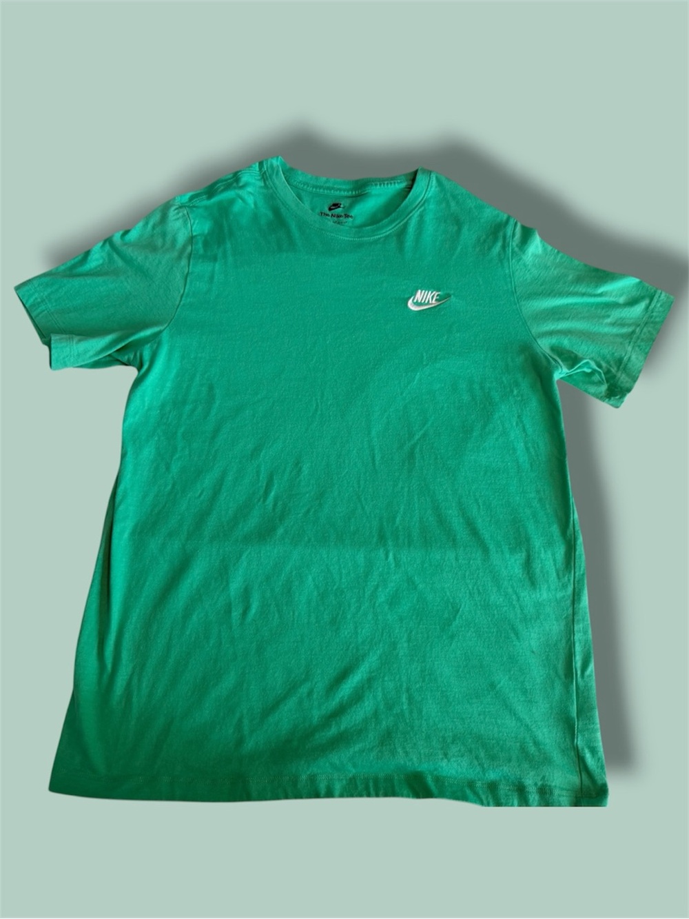 Nike Men’s Teal Crewneck T-Shirt with White Swoosh(Large)